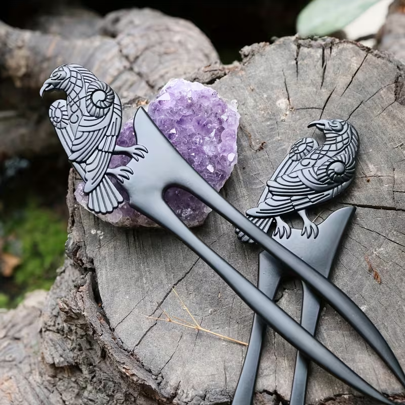 Hair Care Ingredients - 1 vintage hairpin (with Viking Raven