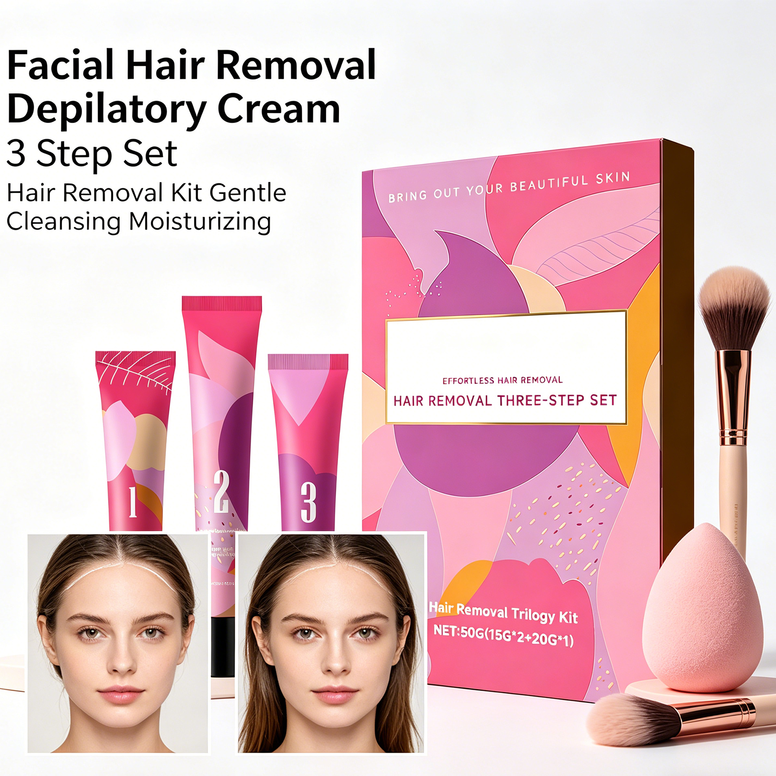 Facial Hair Removal 3-Step Kit - Hair Care Step recension och pris