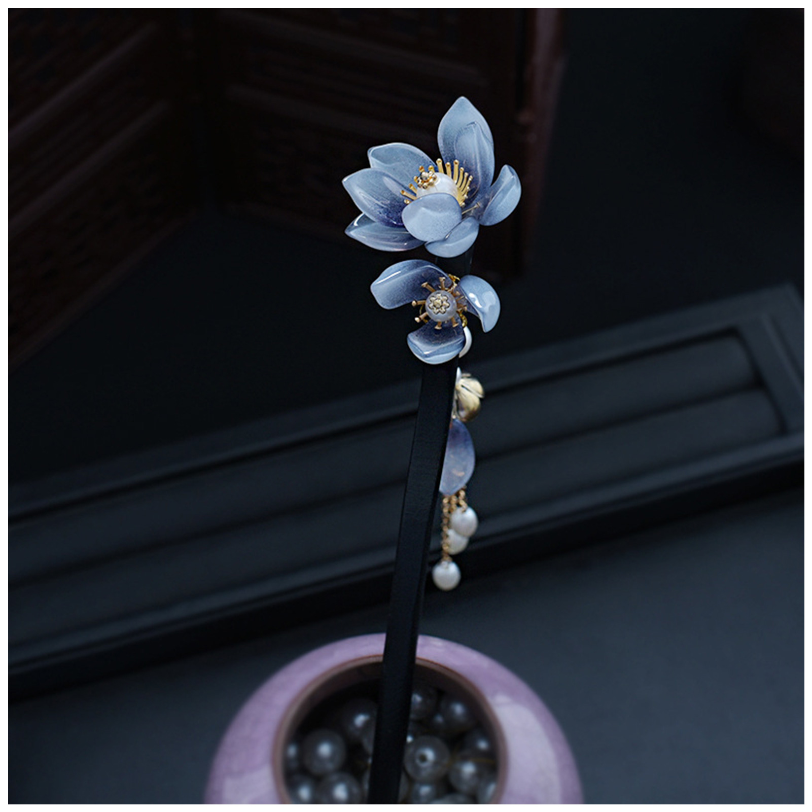 Blue Flower Hair Stick Vintage - Hair Care Ingredients recension och pris