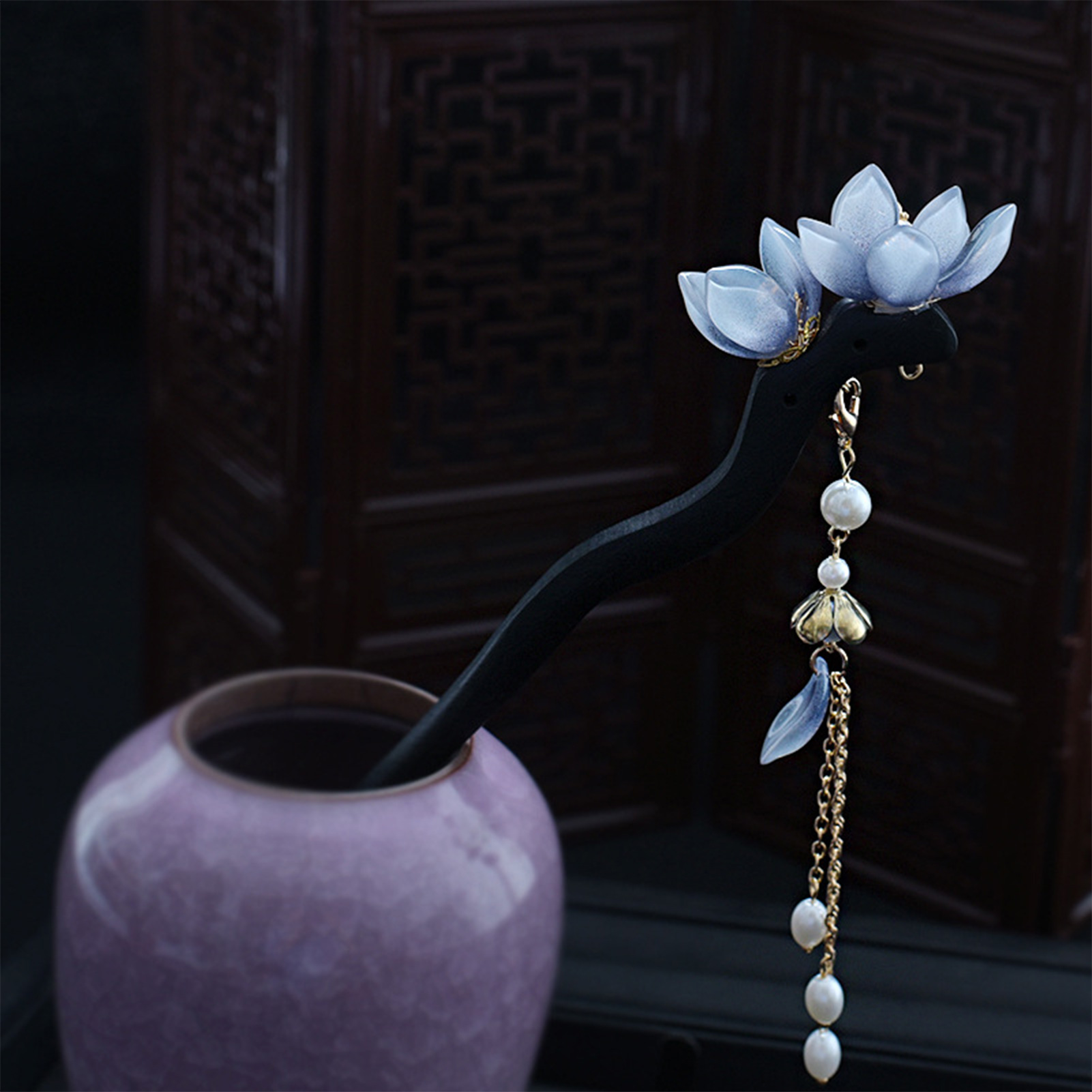 Blue Flower Hair Stick Vintage - Hair Care Ingredients recension och pris