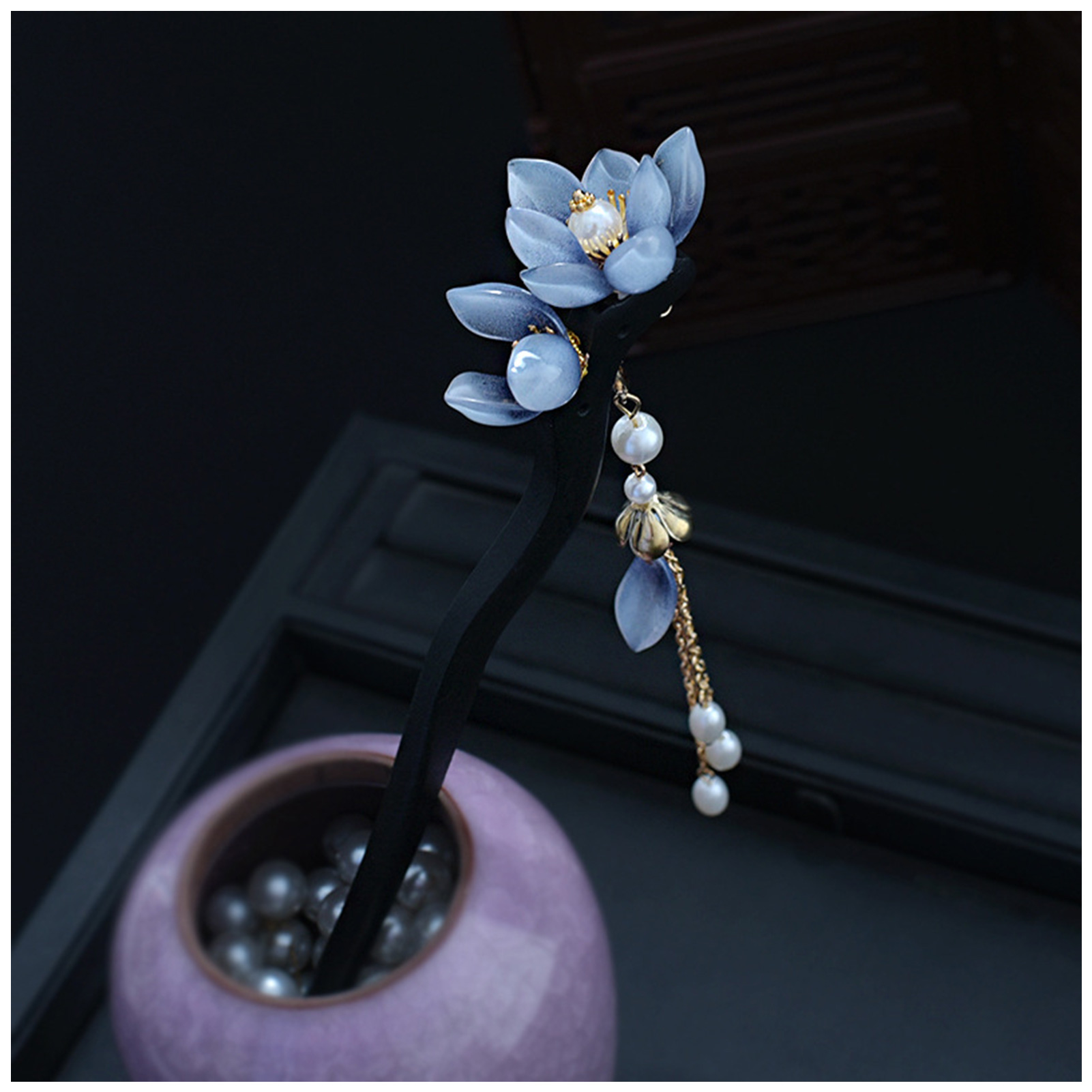 Blue Flower Hair Stick Vintage - Hair Care Ingredients recension och pris